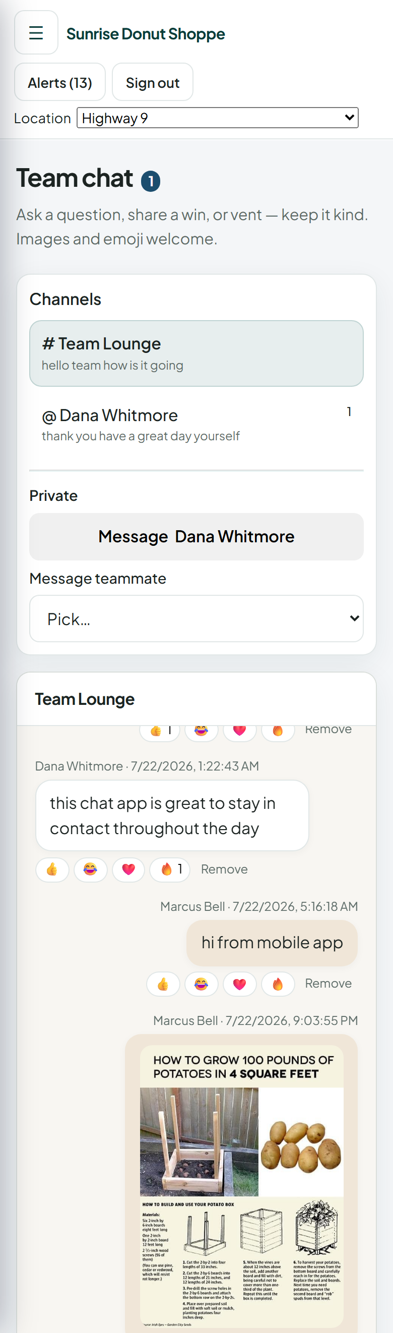 DutySeal mobile chat